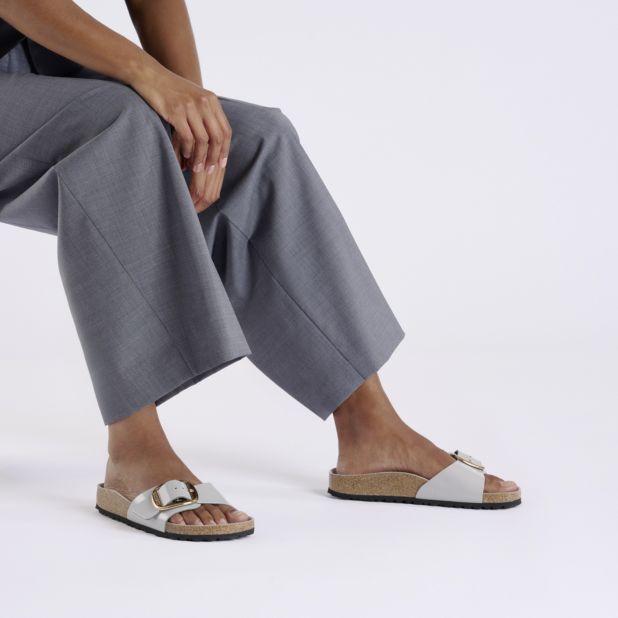 Madrid Big Buckle Natural Leather Patent