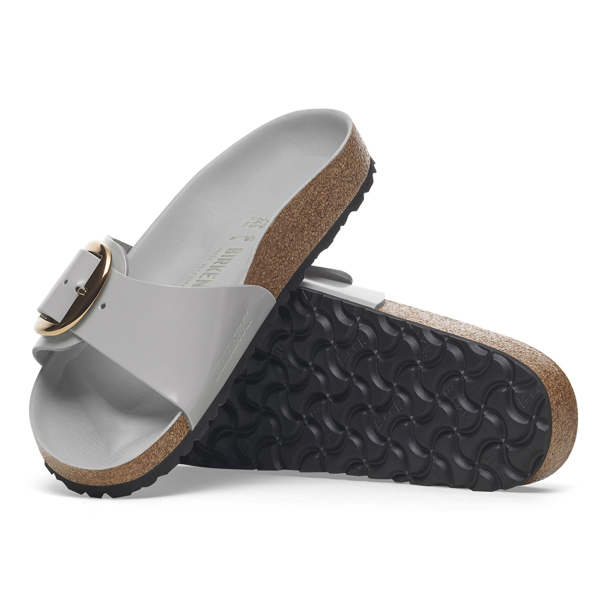 Madrid Big Buckle Natural Leather Patent